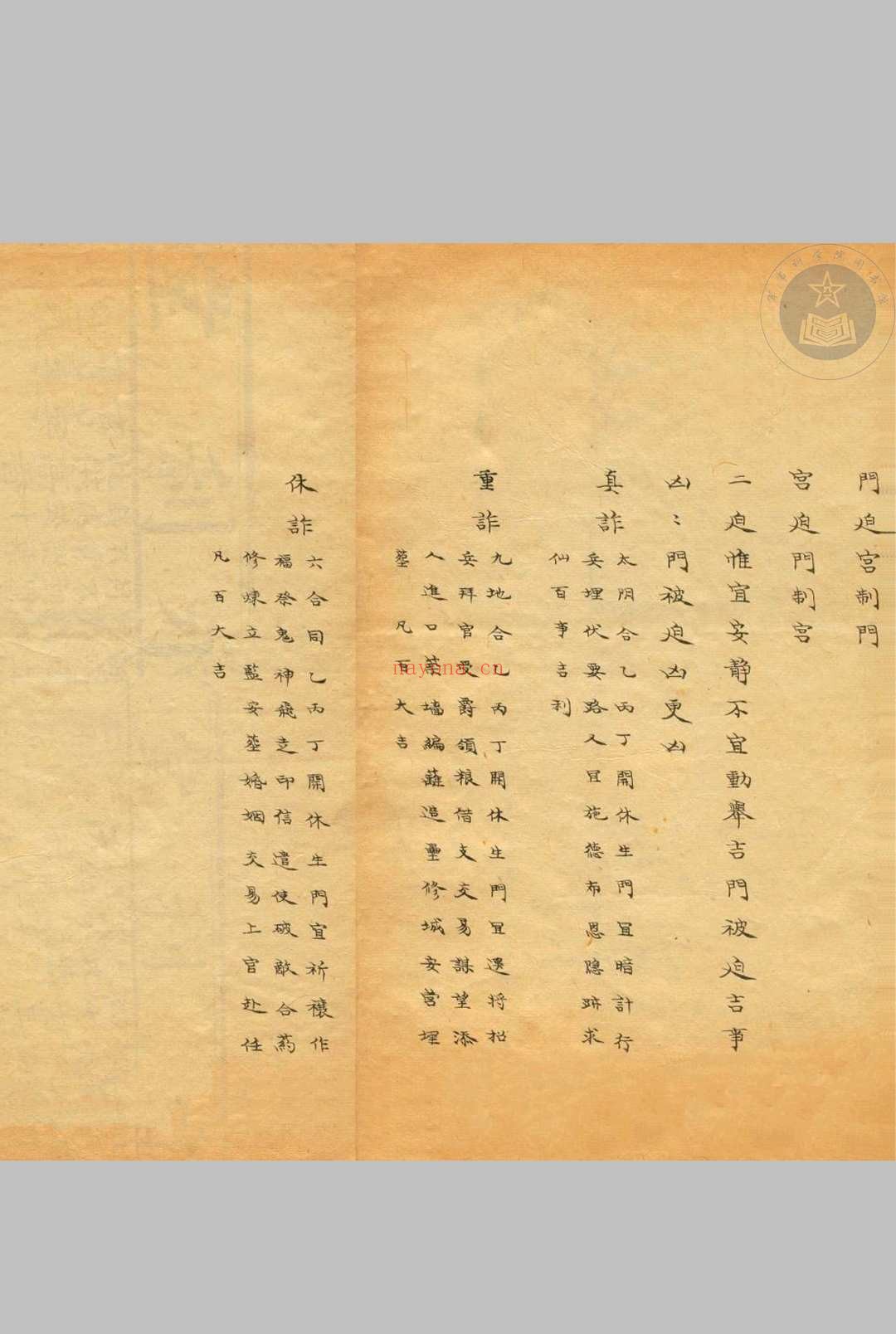 奇门仙机兵家心法-清抄本