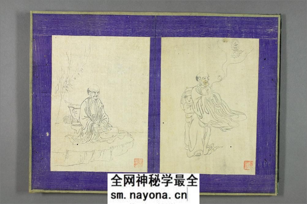 万年少白描人物册.清.万寿祺伝笔.絖本水墨 - 第3页预览图