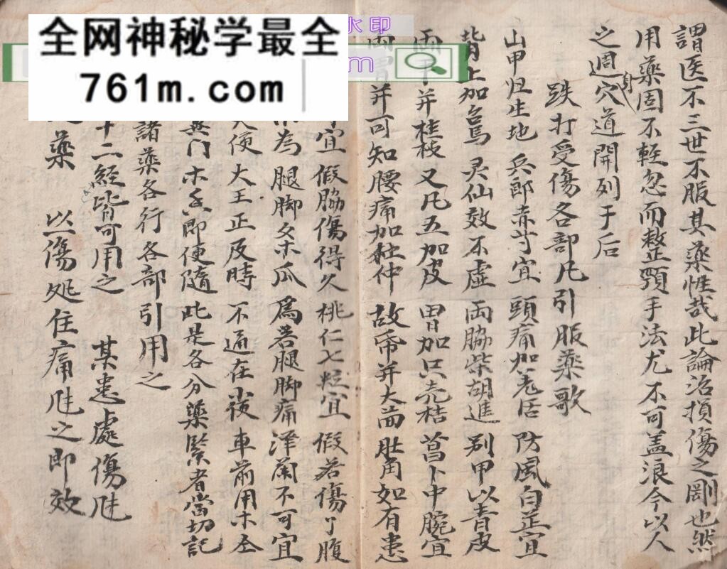 中医抄本《跌打损伤》