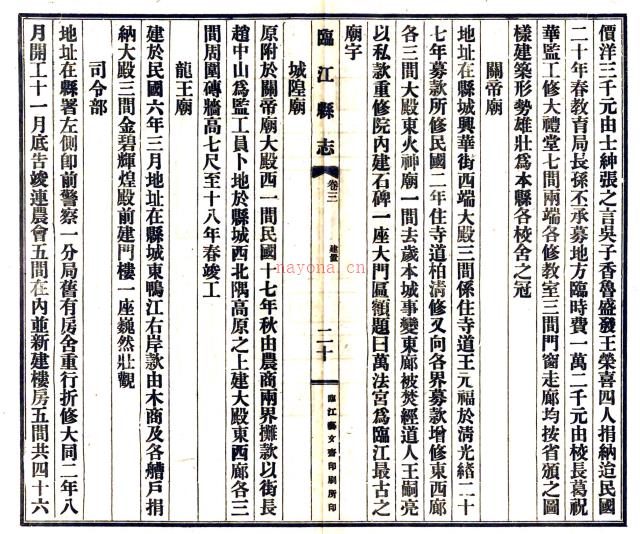 临江县志 民国二十四年伪满康德2年(1935) 铅印本