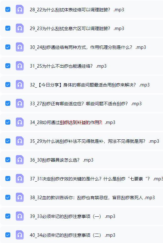 张秀勤亲授：全息刮痧系列课大合集  音频课+视频课 共245集