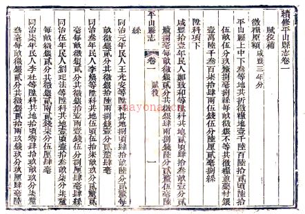 ［光绪］续修平山县志六卷首一卷 郭奇中  唐世禄修 鲁述文 毕晋纂 光绪二年（1876）.