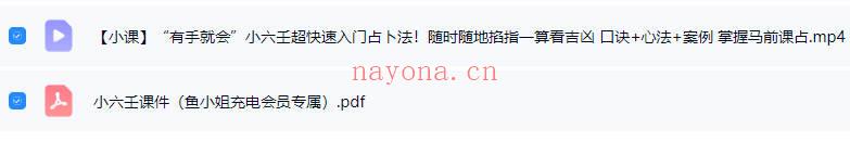 鱼小姐 三阔老师《小六壬课程 充电专属》一集视频+课件