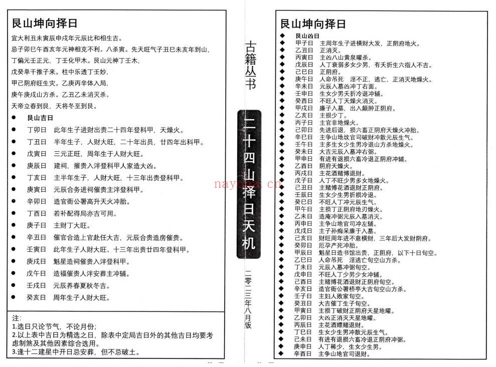 择日秘本《二十四山择日天机》上中下3册.PDF电子版