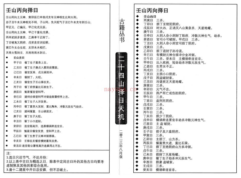 择日秘本《二十四山择日天机》上中下3册.PDF电子版
