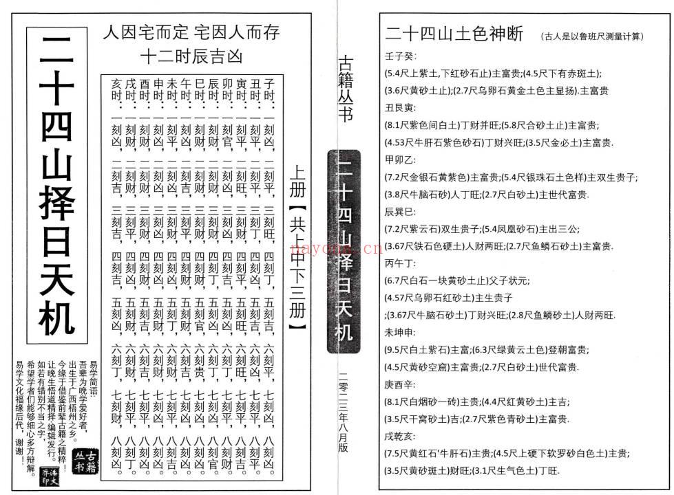 择日秘本《二十四山择日天机》上中下3册.PDF电子版