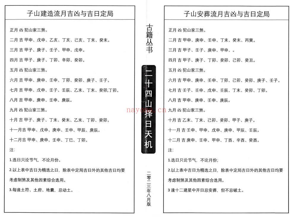 择日秘本《二十四山择日天机》上中下3册.PDF电子版