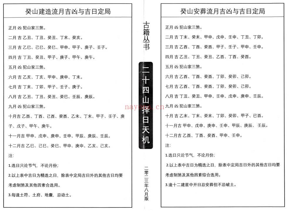 择日秘本《二十四山择日天机》上中下3册.PDF电子版