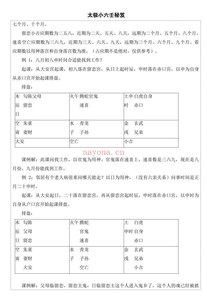 易海游龙《太极小六壬》436页 电子版
