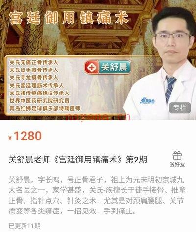 关舒晨老师《宫廷御用镇痛术》第2期 11集视频课