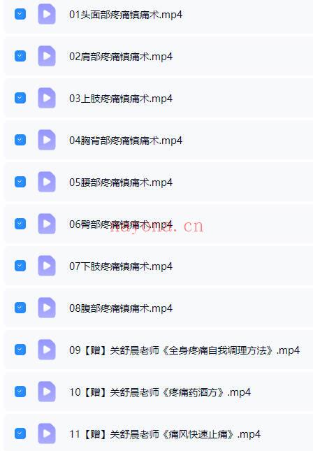 关舒晨老师《宫廷御用镇痛术》第2期 11集视频课