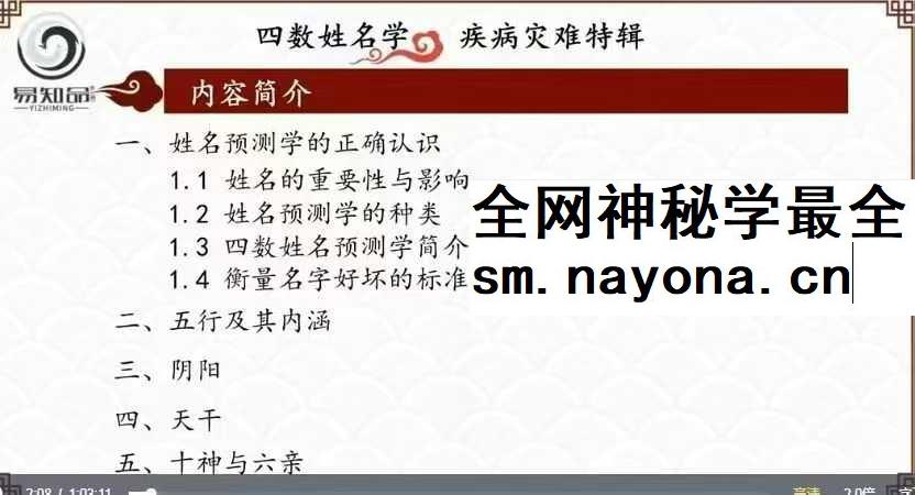 林可微 四数姓名学-灾难疾病预测专题 视频直播课7集约7.5小时