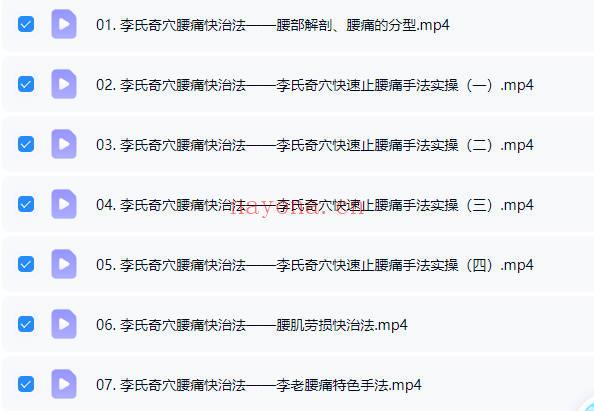李文臣弟子班《李氏奇穴腰痛快治法》视频课7集