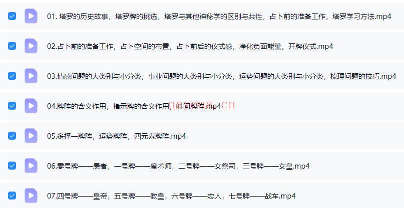 《泽芝塔罗牌系统学习课》视频课19集
