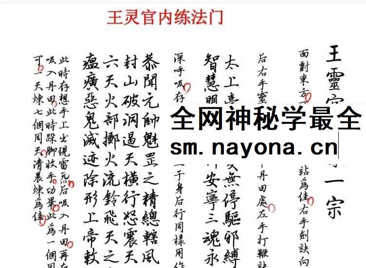 王灵官内炼法一宗 法本