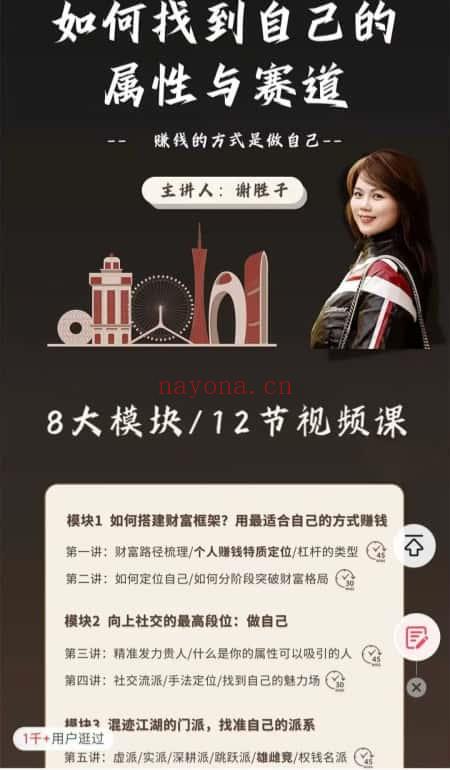 谢胜子《如何找到自己的属性与赛道》视频十二讲