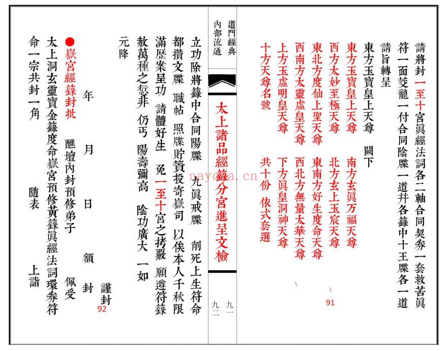 科仪《太上诸品经箓分宫进呈文检》线装书打印母版 74筒子页.PDF电子版