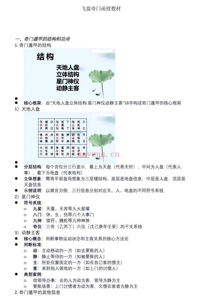 易海游龙老师整理《飞盘奇门函授教材》104页.PDF电子版