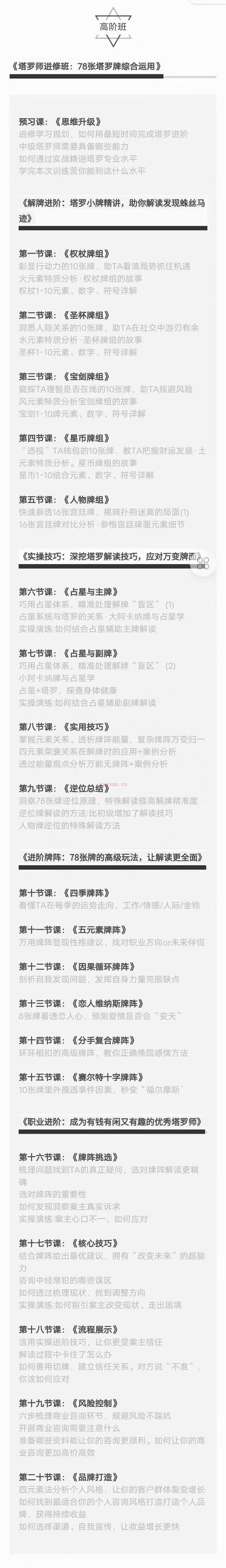 塔罗神秘学全能大师班