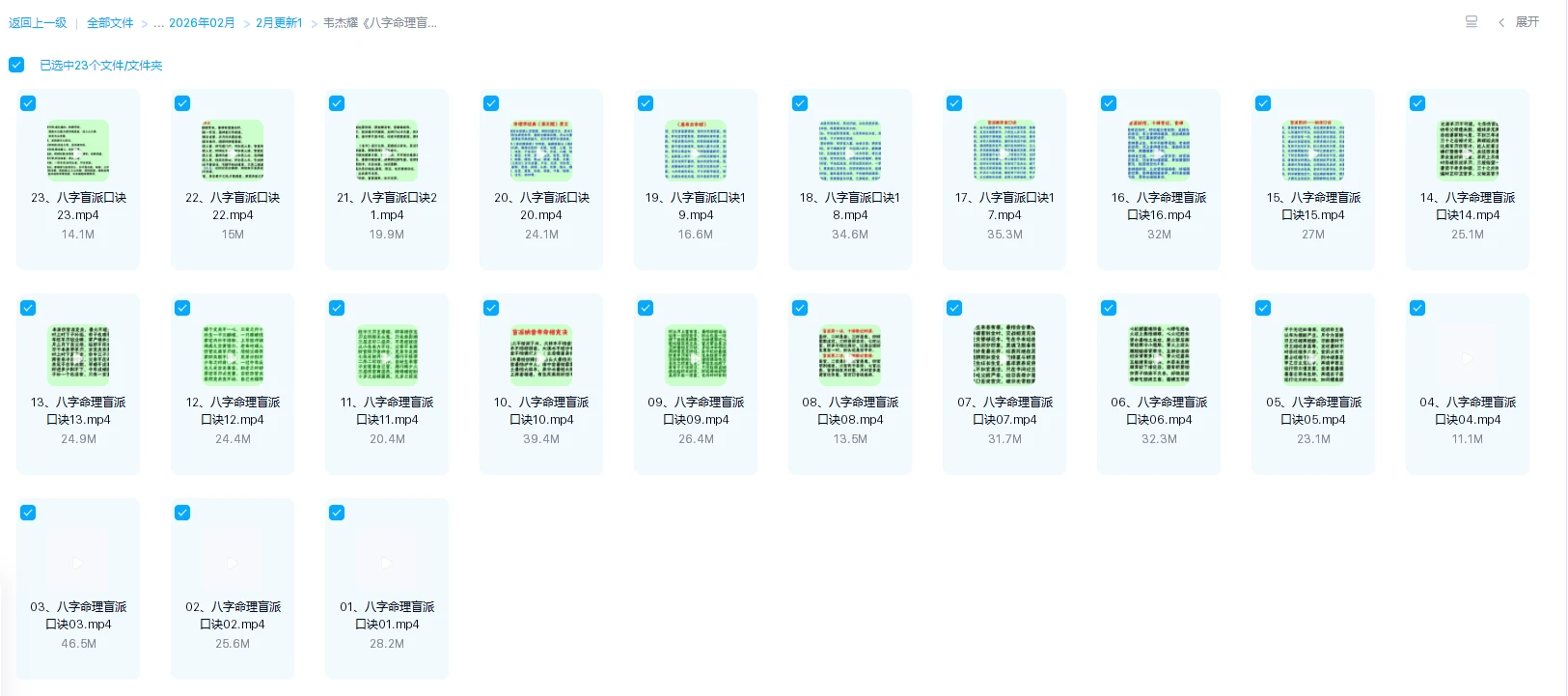 韦杰耀《八字命理盲派口诀》视频23集 