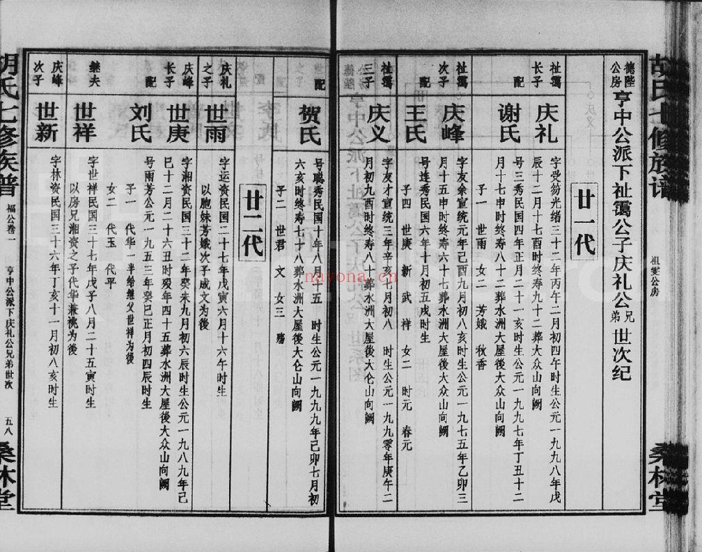 桑林胡氏七修族谱(犹他州藏湖南省图书馆藏本)共13册