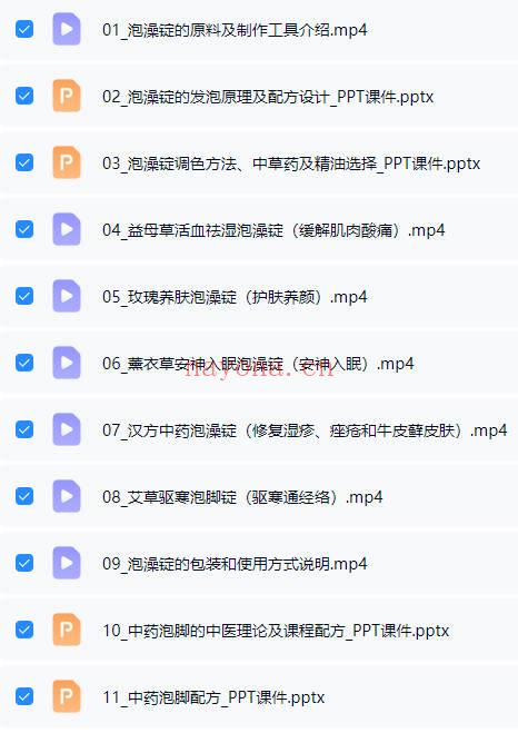 《天然草本泡澡锭/泡脚锭》7集视频课+PPT课件