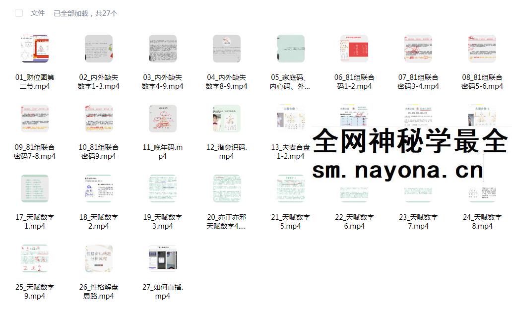 心禾文化 明玉 生命数字全阶课27集