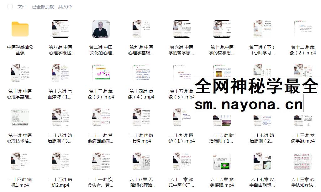 刘毕勇 中医心理系列精品视频（高级班）89集
