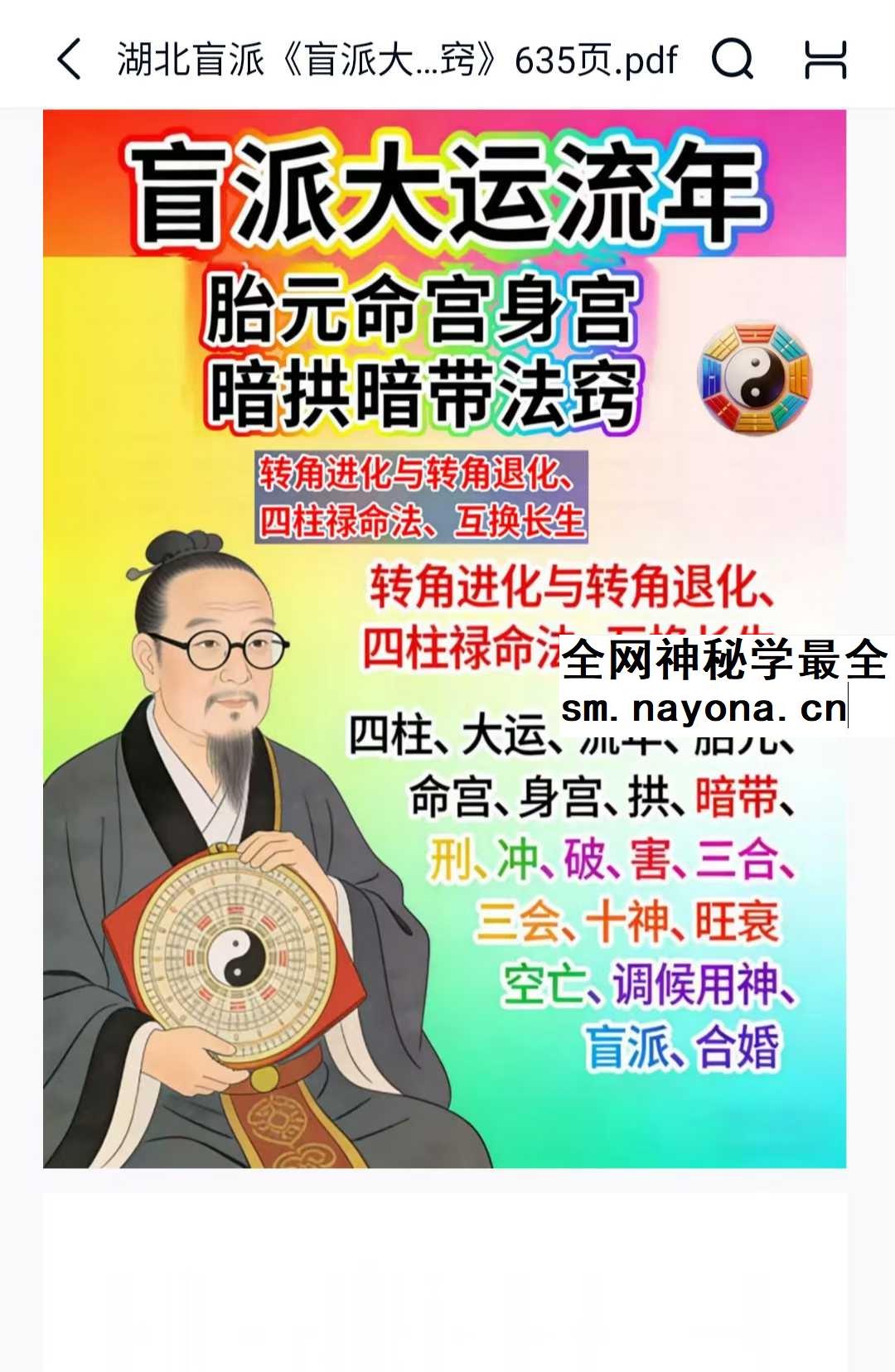 湖北盲派 盲派大运流年胎元命宫身宫暗拱暗带法窍600多页