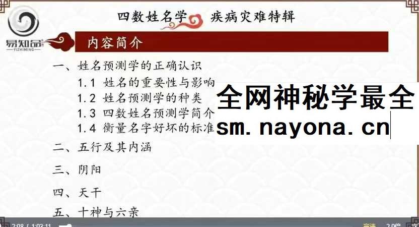 林可微《四数姓名学-灾难疾病预测专题》7集约7.5小时