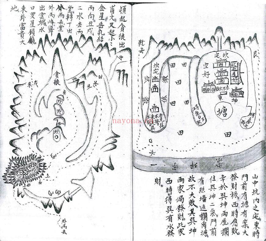 风水堪舆古籍《山龙图》清抄本 49页双页版 国学古籍 第4张
