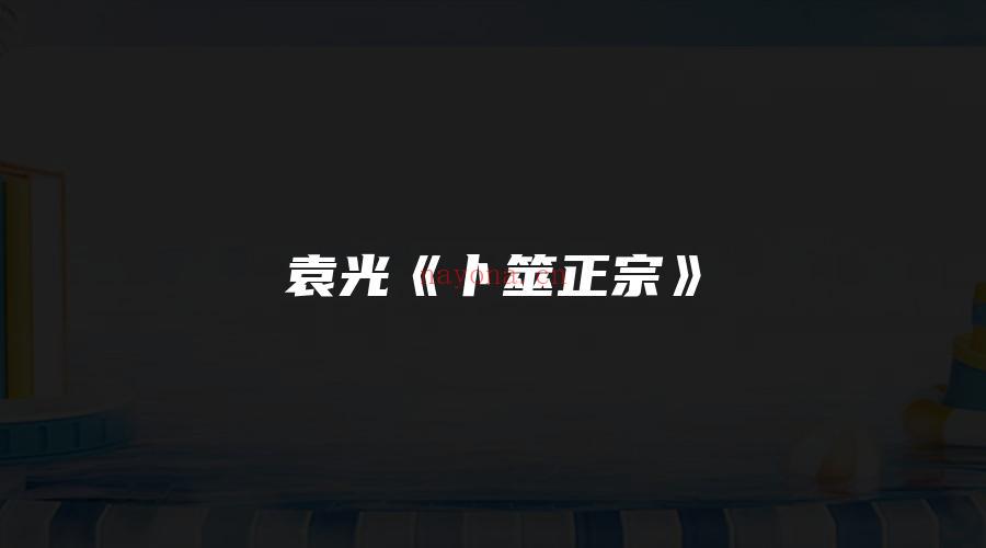图片[1]_袁光《卜筮正宗》（视频41集）_易经玄学资料网