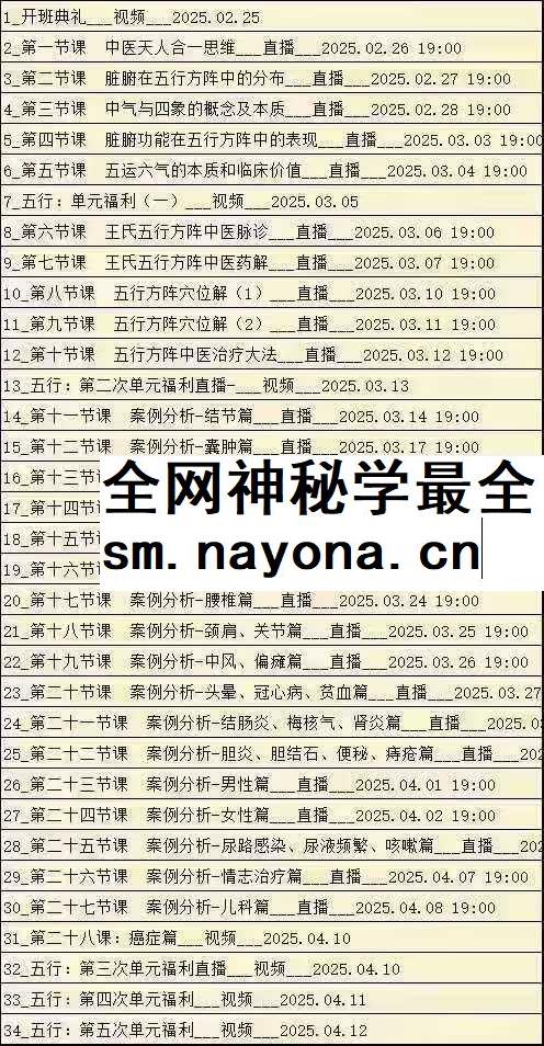 王海宽王氏五行方阵中医12期【34节】大文件(105.04G)