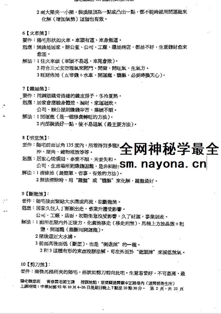黄春霖《职业班阳宅煞说明与解法》22页