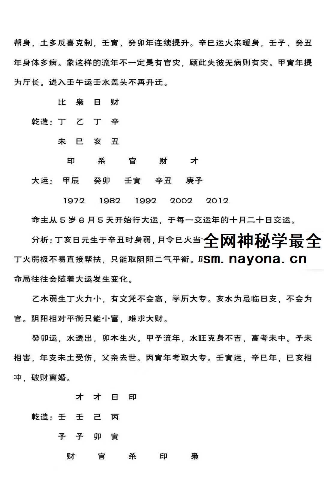 王国亮《八字命局大运流年神断》【富贵天干定】342页