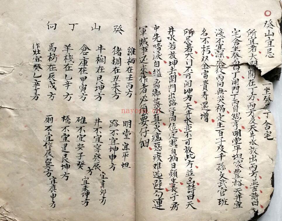 风水古籍《风水山向秘断图论》73页双页版（前后各2页有破损） 国学古籍 第3张