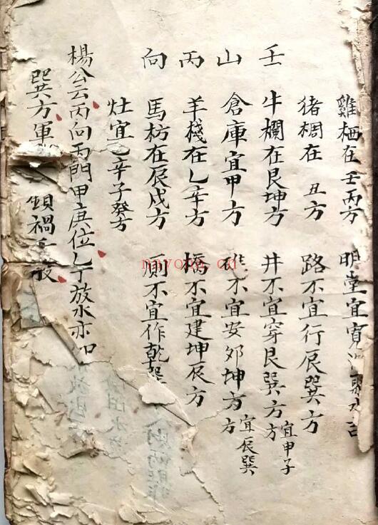 风水古籍《风水山向秘断图论》73页双页版（前后各2页有破损） 国学古籍 第1张