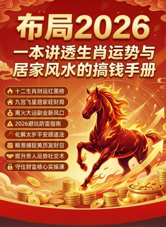 《布局2026：一本讲透生肖运势与居家风水的搞钱手册》135页.PDF电子版