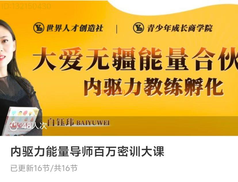 【成长疗愈】内驱力能量导师百万密训大课