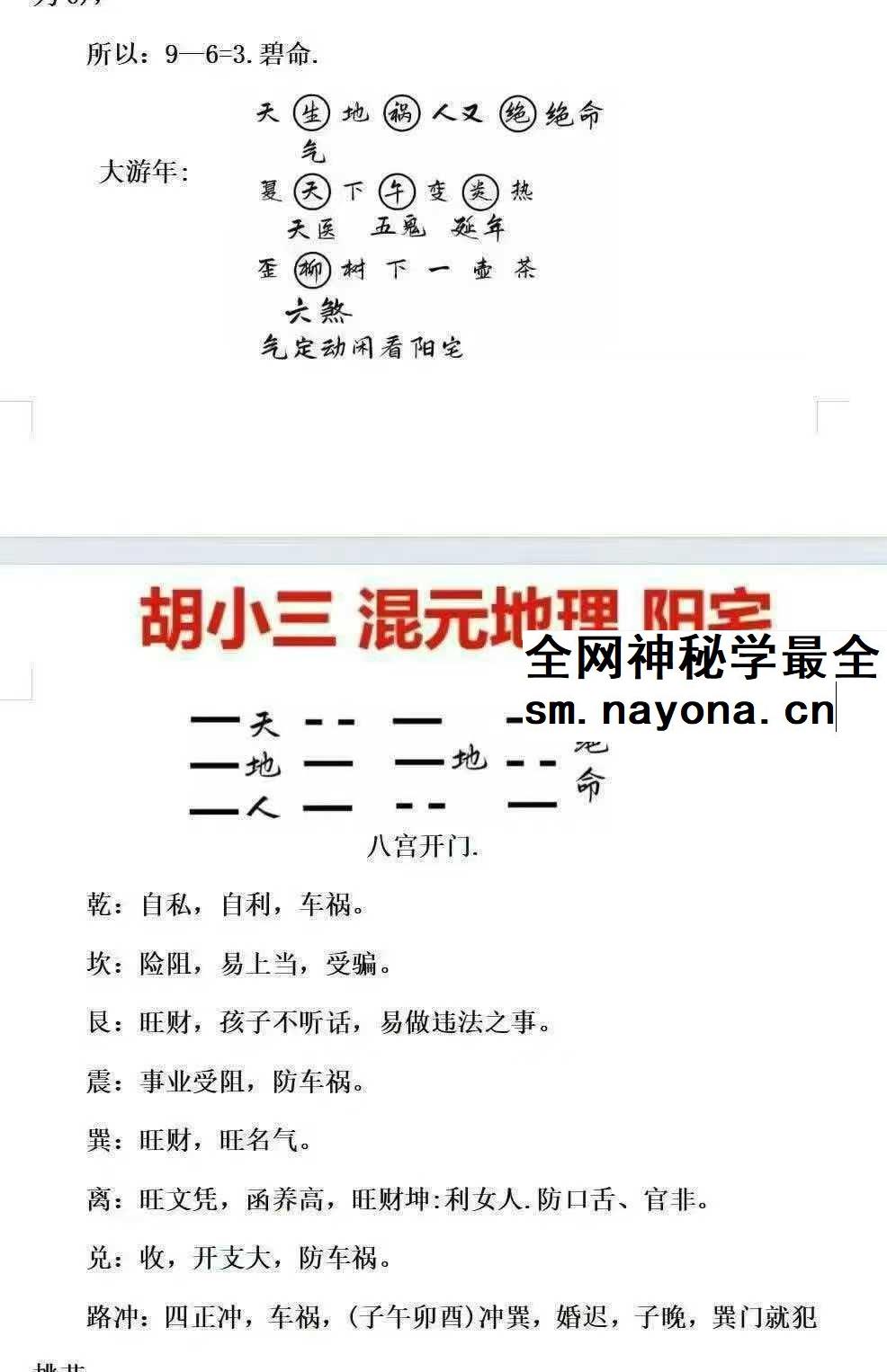 胡小三《阳宅讲义》72页