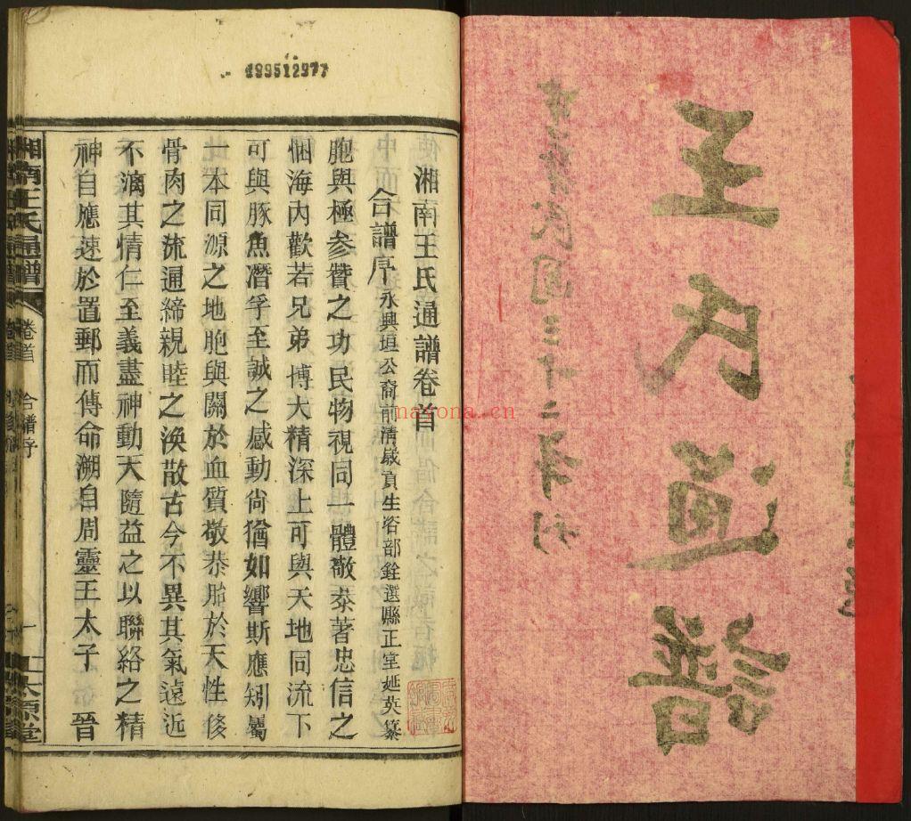 湘南王氏通谱（犹他州藏湖南省图书馆藏本）共45册