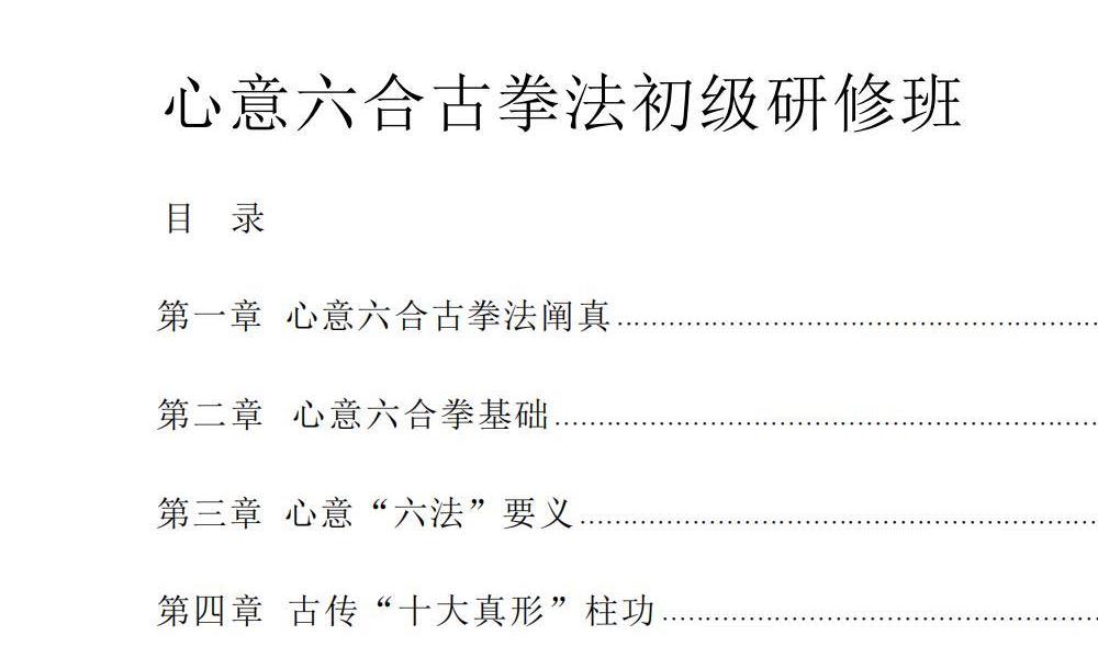 心意六合古拳法初、高级研修班合集85页独家优化电子版 高端法本