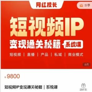 网红校长 短视频IP变现通关秘籍｜系统课 5大模块116视频课+讲义 原价9800