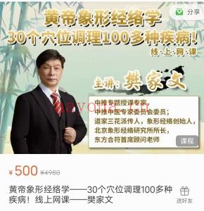 樊家文黄帝象形经络学——30个穴位调理100多种疾病!线上网课分享给你