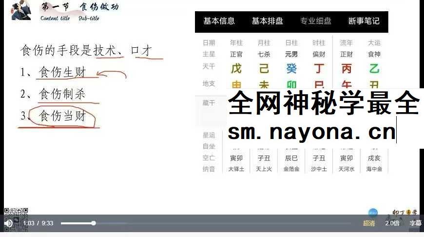 卯丁盲派基础精讲课20集 视频