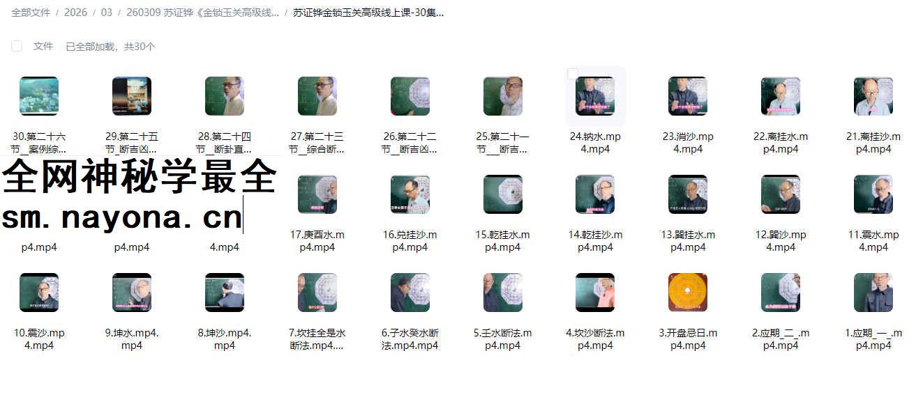 260309 苏证铧《金锁玉关高级线上课》30集插图