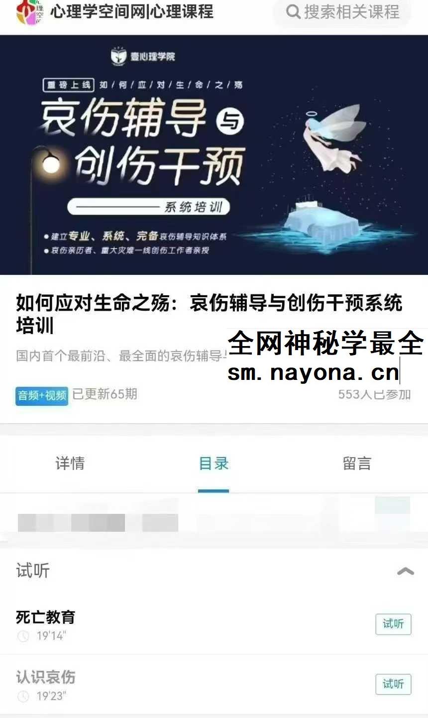 壹心理 刘新宪 如何应对生命之殇：哀伤辅导与创伤干预系统培训 视频合集