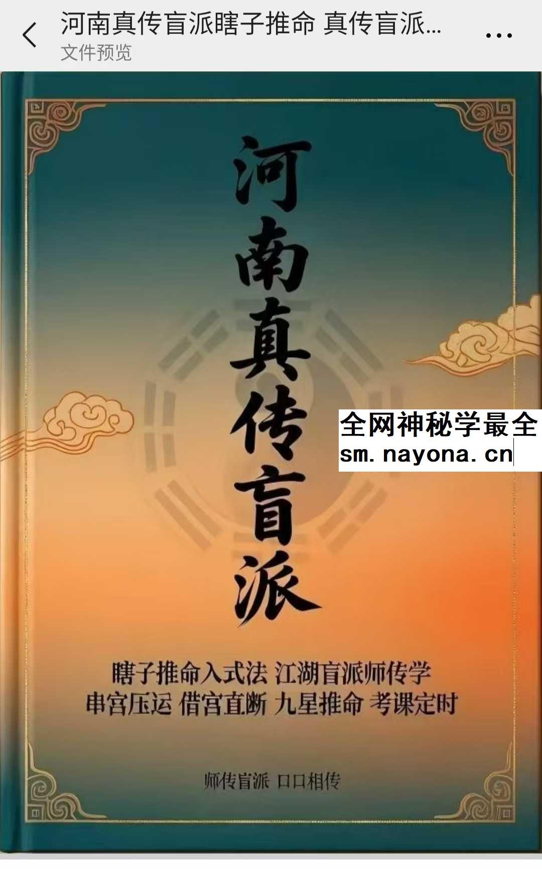 河南真传盲派瞎子推命 真传盲派绝学169页pdf