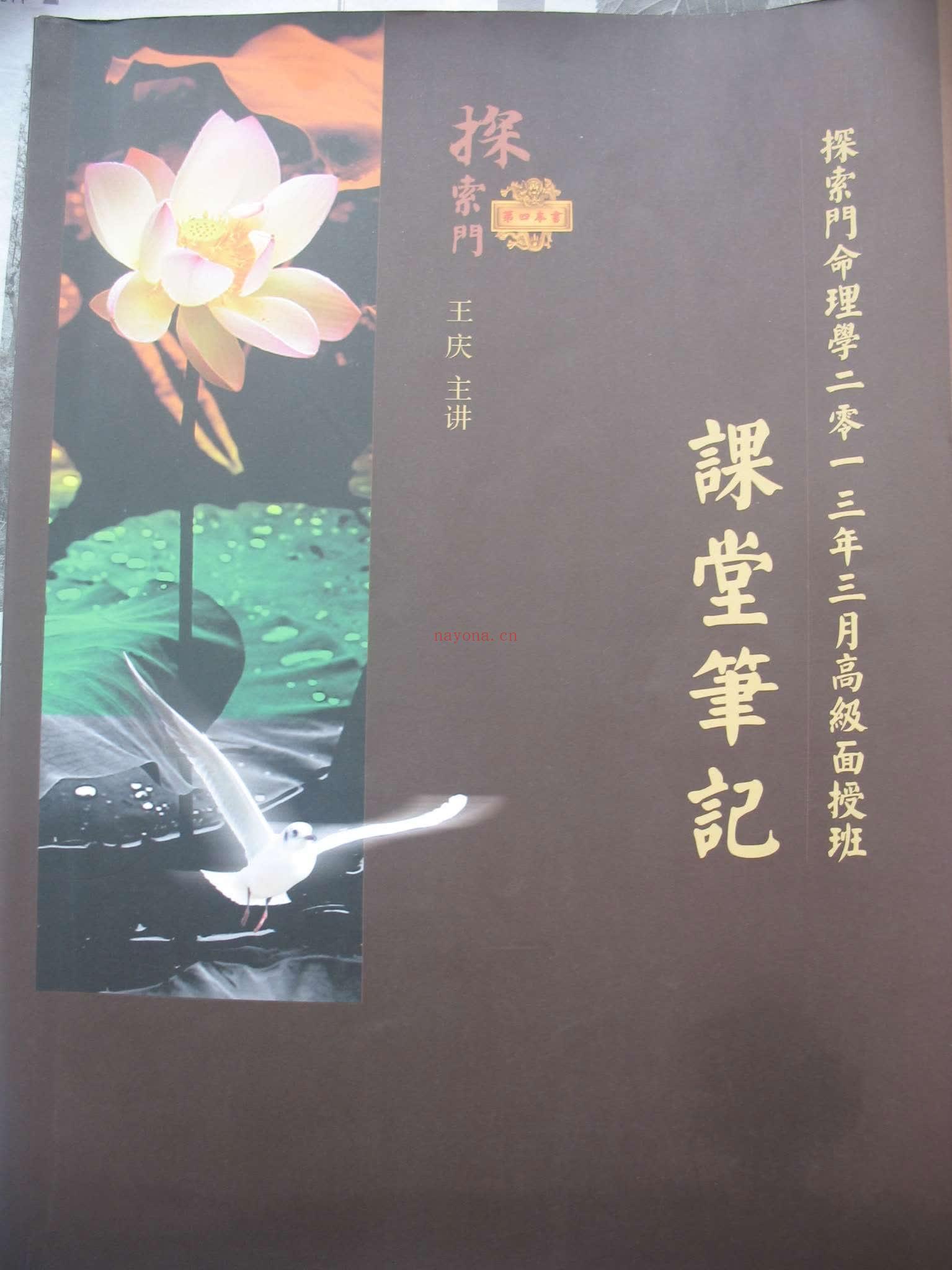 王庆《探索门命理学2013年3月高级班课堂笔记》PDF电子书（94页）