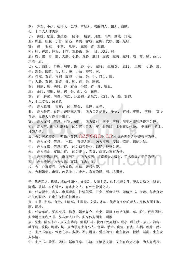 佚名《地支类象》PDF电子书（11页）